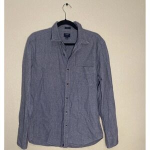 J CREW MEN'S LARGE BLUE SLIM LONG SLEEVE SHIRT BUTTON DOWN 100% COTTON